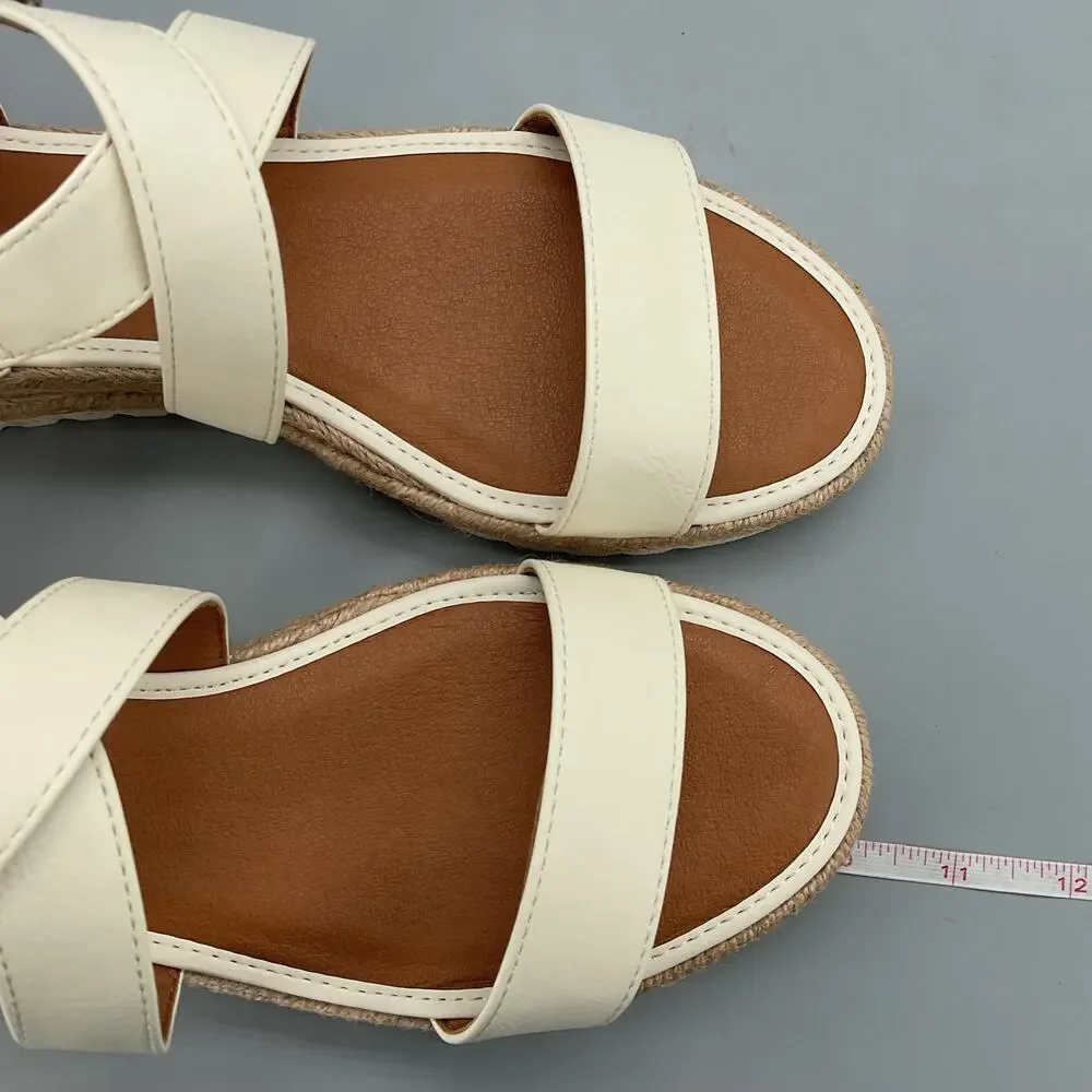 NEW Lucky Brand Women’s Trianna Strappy Platform Sandals White Size 8M